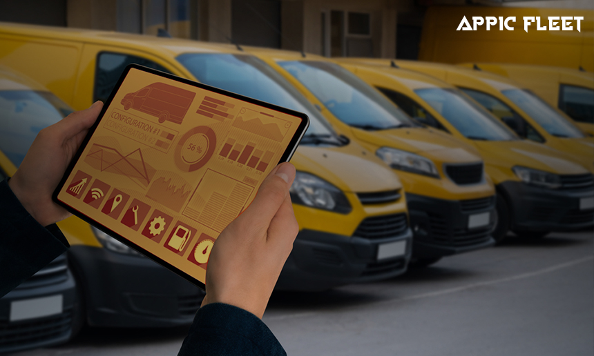 Tablet displays fleet management, optimizing operations for Dubai businesses